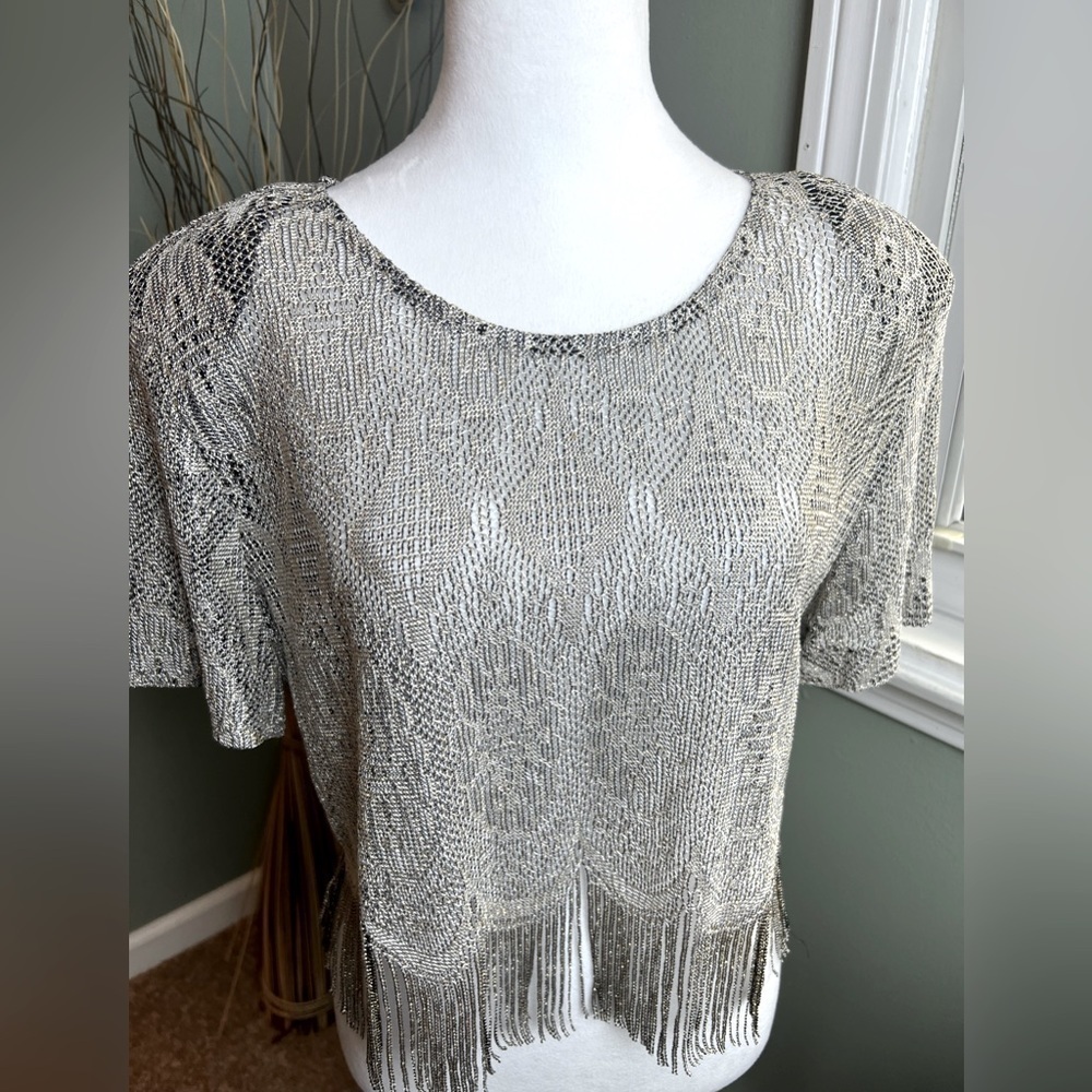 Sharade Nites brand vintage champagne glitter crop top Size 14.